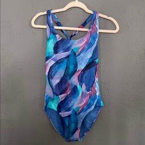 Athleta Malibu Print Colorful One Piece Swimsuit Bathing Suit